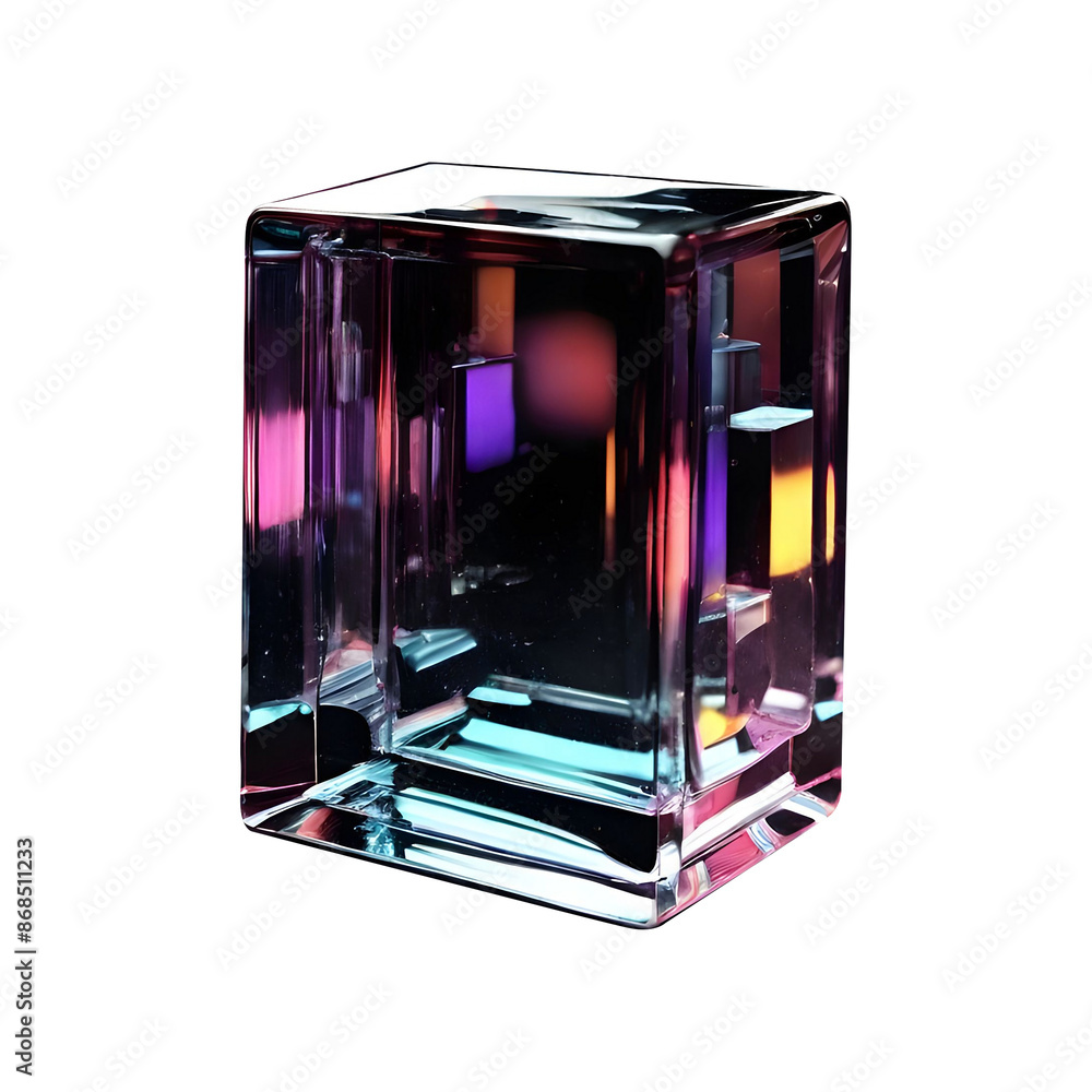 Poster close up of three glass blocks on a table. generative ai