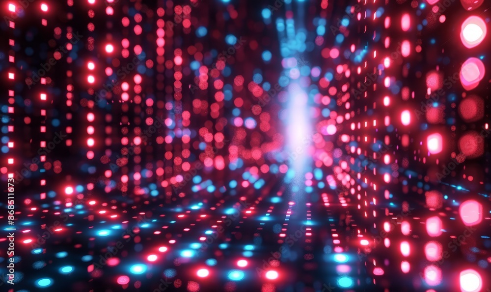 Poster abstract digital grid pattern in neon