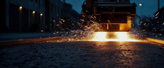 asphalt paving machine Close-up shot pavers screed smoothing
