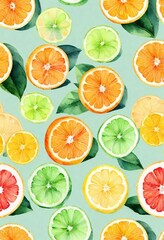 Slised Citrus background. AI generated illustration