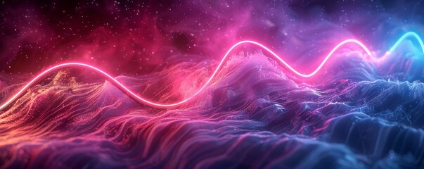 Fototapeta premium Neon zigzags over a dark background