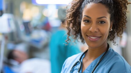 Fototapeta premium ER nurses perform rapid patient assessments, provide emergency treatments, administer medications, assist in surgeries, and ensure seamless coordination with healthcare providers. 