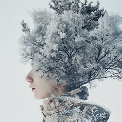 Winter background design with white snow flake and bokeh style. Generative AI