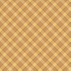 Plaid pattern with twill weave.Golden brown tartan check seamless pattern.Vector illustration geometric background for fabric and paper.