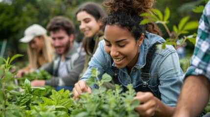 A close-up of a person at a gardening club meeting, happily exchanging tips and ideas with fellow gardening enthusiasts.
