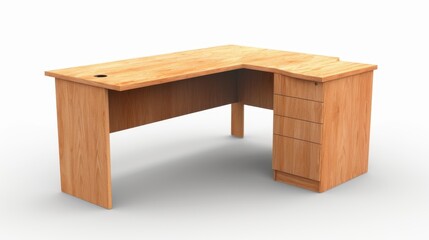 Corner Desk isolate on white background: Maximizes space with snug corner fit, offering ample desktop area for efficient and organized workspace solutions.
