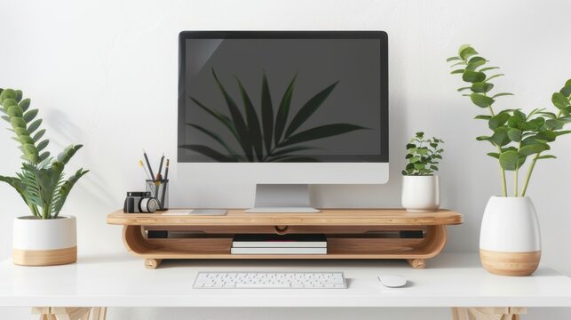 Standing Desk isolate on white background: Height-adjustable for sitting or standing, prioritizing ergonomic benefits and adaptable functionality in offices.
