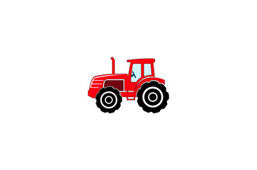 Vector illustration of a cartoon tractor on a white background