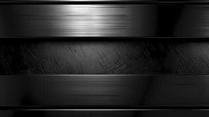 Abstract black metal background with horizontal brushed and scratched textures.