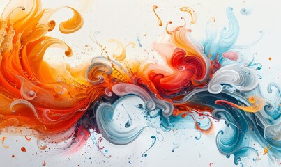 Bright abstract swirls on white