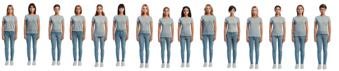 Obraz premium Casual young woman set on png background. 