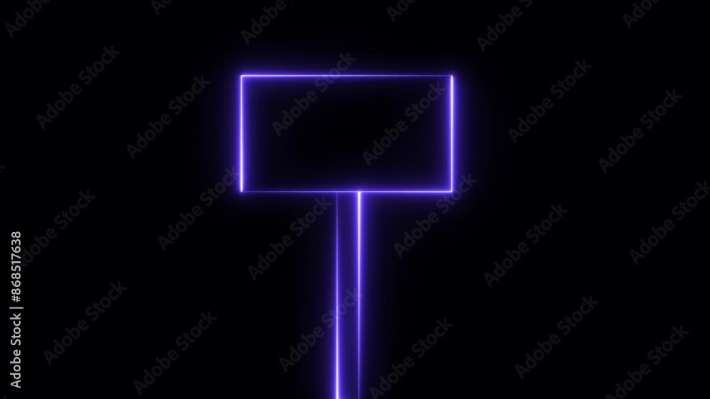 Poster neon signboard animation. blue signboard. blank signpost animation of isolated type. road guideposts