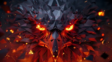Geometric Fiery Eagle with Glowing Eyes   Polygonal Digital
