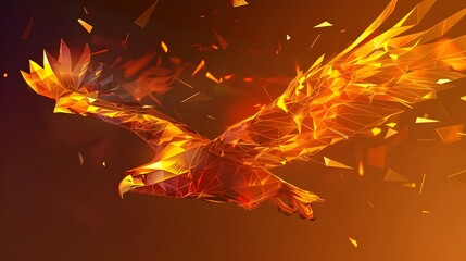 Geometric Flaming Eagle in Polygonal Style