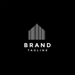 Elegant Vertical Lines House Logo Design. Vertical Lines Form Simple Home Icon Logo Design.