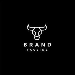 Simple Line Bulls Head Silhouette Logo Design. Strong Lines Bull Silhouette Logo Design.