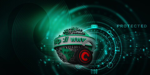 3d rendering WWW with copyright lock
