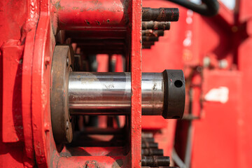 Close-up at triplex pumping plunger part of the high pressure water pump unit during dis-assemble...