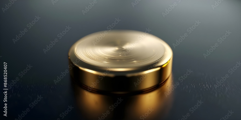 Poster creating a 3d metallic button with a golden touch for web design. concept web design, 3d graphics, m
