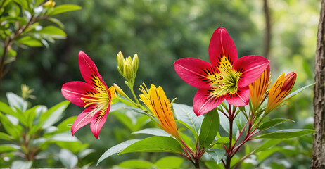 Enchantment Found in Alstroemeria Garden with Pastel Background
