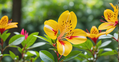 Timeless Beauty of Alstroemeria Blooms Against Hazy Backdrop
