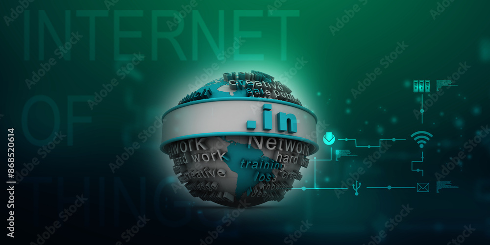 Poster 3d rendering globe with dot in