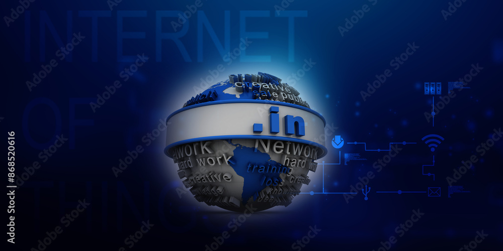 Poster 3d rendering globe with dot in