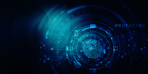 2d Illustration Fingerprint Scanning Technology Concept 