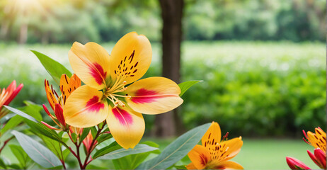 Burst of Alstroemeria Flowers Bringing Radiance to the Scene

