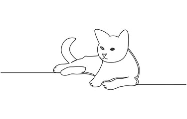 cats vector with continuous single one line art drawing. New minimalist design minimalism animal pet of cat illustration. Minimalism, Hand drawing one line of cute cat isolated on white background.