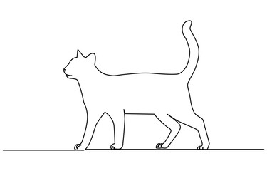 cats vector with continuous single one line art drawing. New minimalist design minimalism animal pet of cat illustration. Minimalism, Hand drawing one line of cute cat isolated on white background.