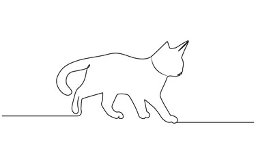 cats vector with continuous single one line art drawing. New minimalist design minimalism animal pet of cat illustration. Minimalism, Hand drawing one line of cute cat isolated on white background.