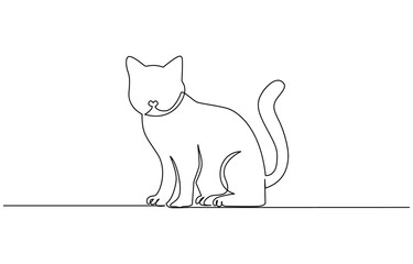 cats vector with continuous single one line art drawing. New minimalist design minimalism animal pet of cat illustration. Minimalism, Hand drawing one line of cute cat isolated on white background.