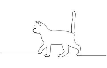 cats vector with continuous single one line art drawing. New minimalist design minimalism animal pet of cat illustration. Minimalism, Hand drawing one line of cute cat isolated on white background.