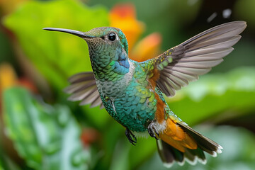 Obraz premium Hummingbird in the wild. Beautiful extreme close-up. Chilli.