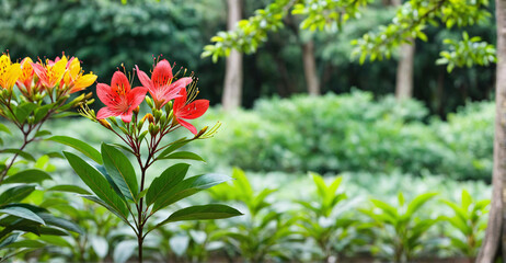 Misty Morning Over Lush Alstroemeria Beds in Full Blossom
