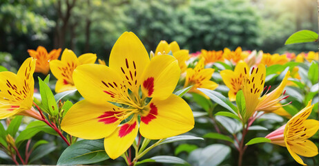 Graceful Cluster of Alstroemeria Flowers Captured in Full Bloom

