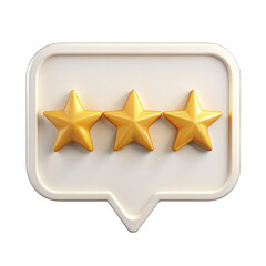 Fototapeta premium White speech bubble with gold rating star review isolated on transparent background