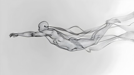 Minimalist One line of Swimmer Performing Butterfly Stroke
