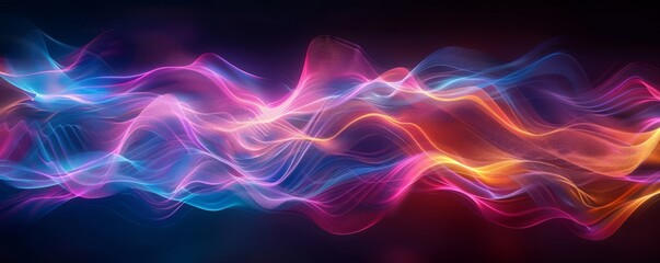 Obraz premium Neon waves forming abstract shapes