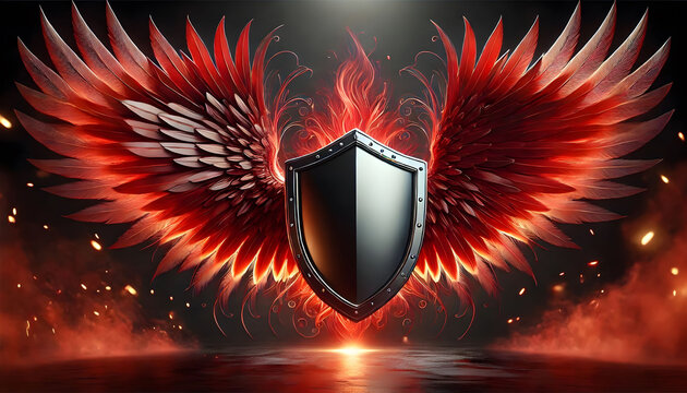 shield with red wings