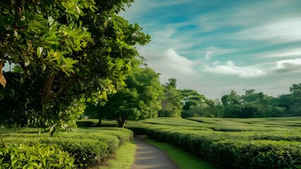 Picturesque tea plantation, cut out