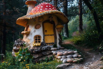 View of a Beautiful Mushroom House 