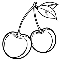 Line art of cherries vector