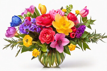 bouquet of colorful fresh tulip flowers