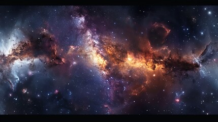 Obraz premium Panoramic Space Nebula with Stars in Equirectangular Projection