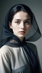 Naklejka premium Beautiful and elegant female front view photo, beauty wallpaper