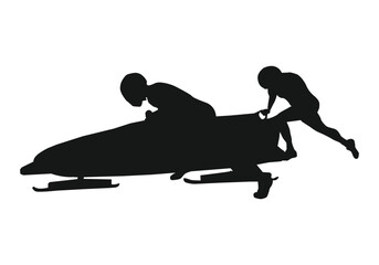 black athlete bobsled vector silhouette