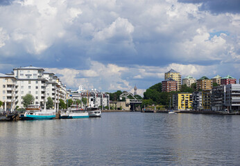 Scenic view of a river in the city