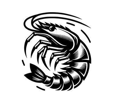 recommend clip art: Shrimp silhouette vector illustration Icon